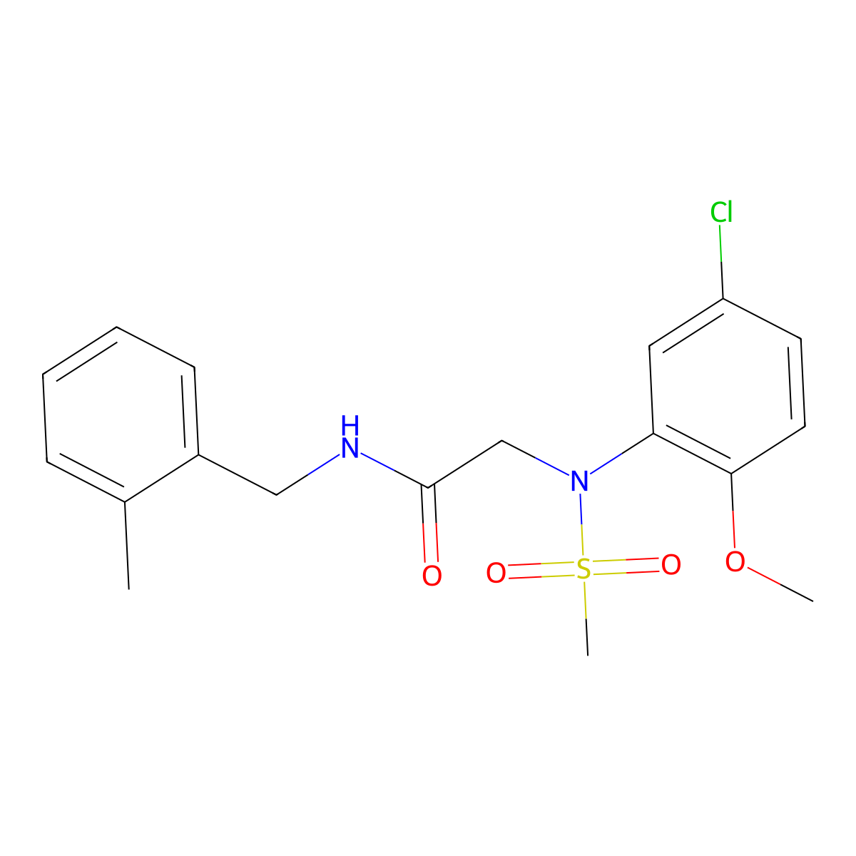 2-[5-chloro-2-methoxy(methylsulfonyl)anilino]-N-(2-methylbenzyl)acetamide molecular structure, CAS 425666-77-9