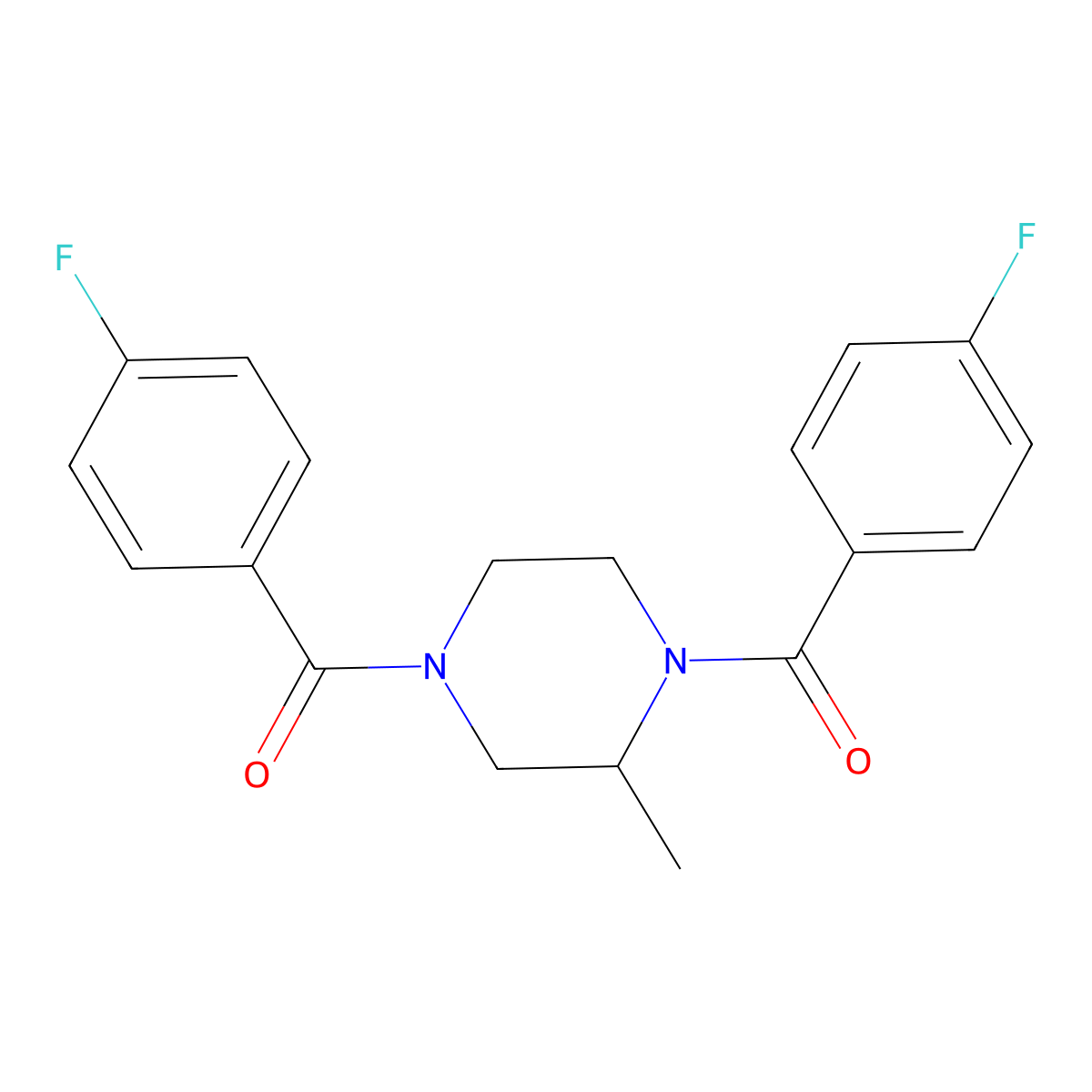 1,4-Bis(4-fluorobenzoyl)-2-methylpiperazine molecular structure, CAS 425666-81-5
