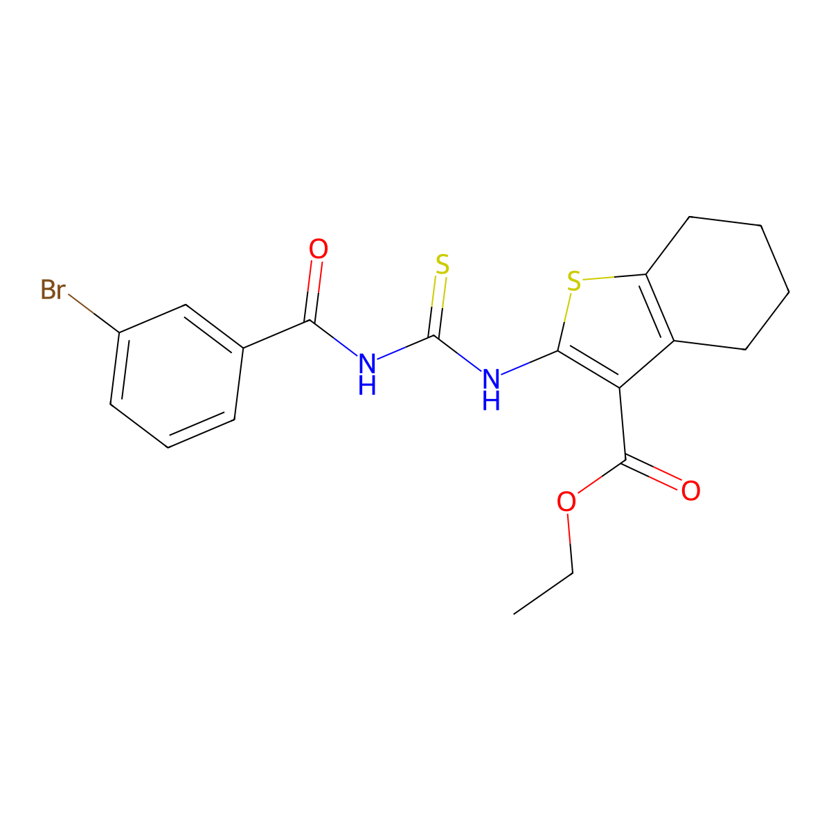 Ethyl 2-({[(3-bromophenyl)carbonyl]carbamothioyl}amino)-4,5,6,7-tetrahydro-1-benzothiophene-3-carboxylate molecular structure, CAS 425666-85-9