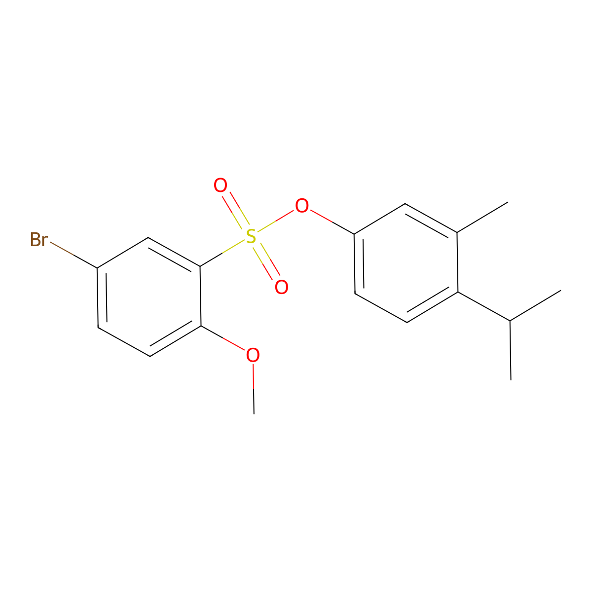 3-Methyl-4-(methylethyl)phenyl 5-bromo-2-methoxybenzenesulfonate molecular structure, CAS 425667-00-1