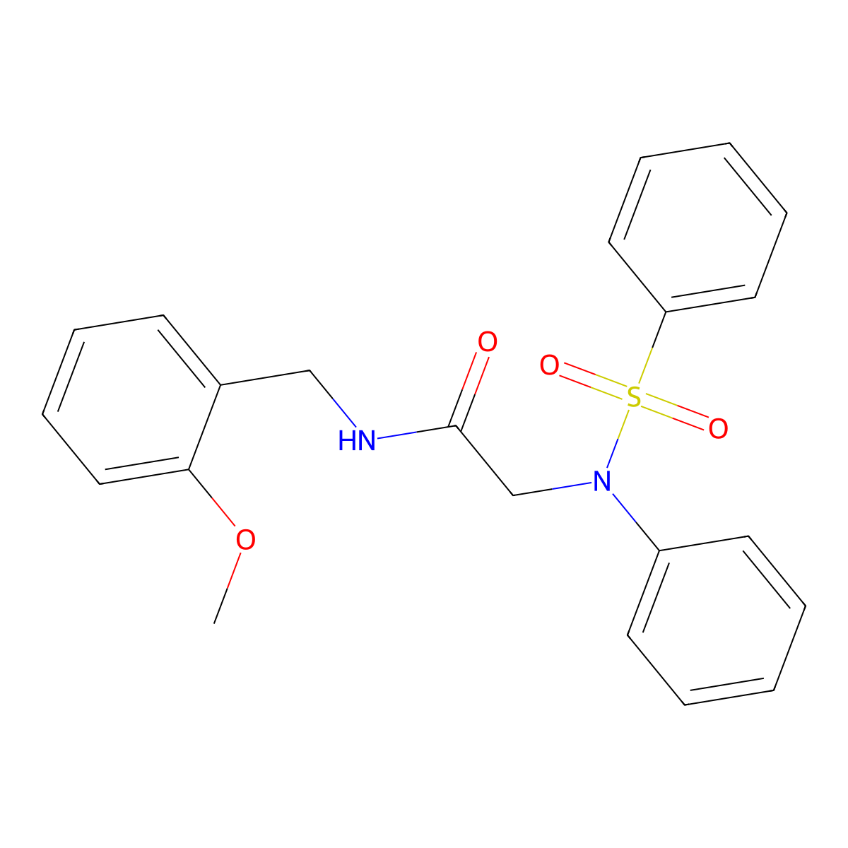 2-[N-(benzenesulfonyl)anilino]-N-[(2-methoxyphenyl)methyl]acetamide molecular structure, CAS 425667-02-3