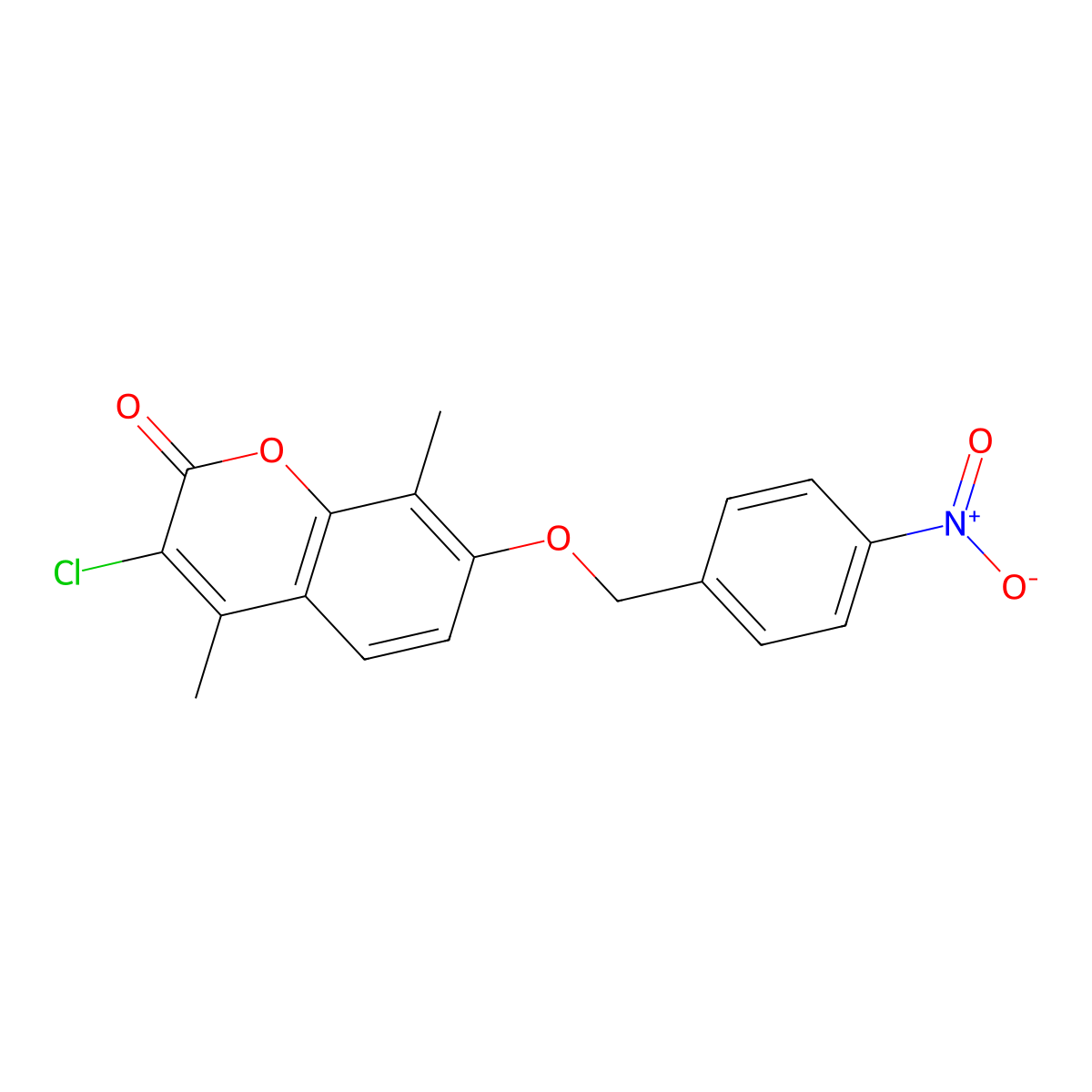 3-Chloro-4,8-dimethyl-7-[(4-nitrophenyl)methoxy]chromen-2-one molecular structure, CAS 425667-07-8