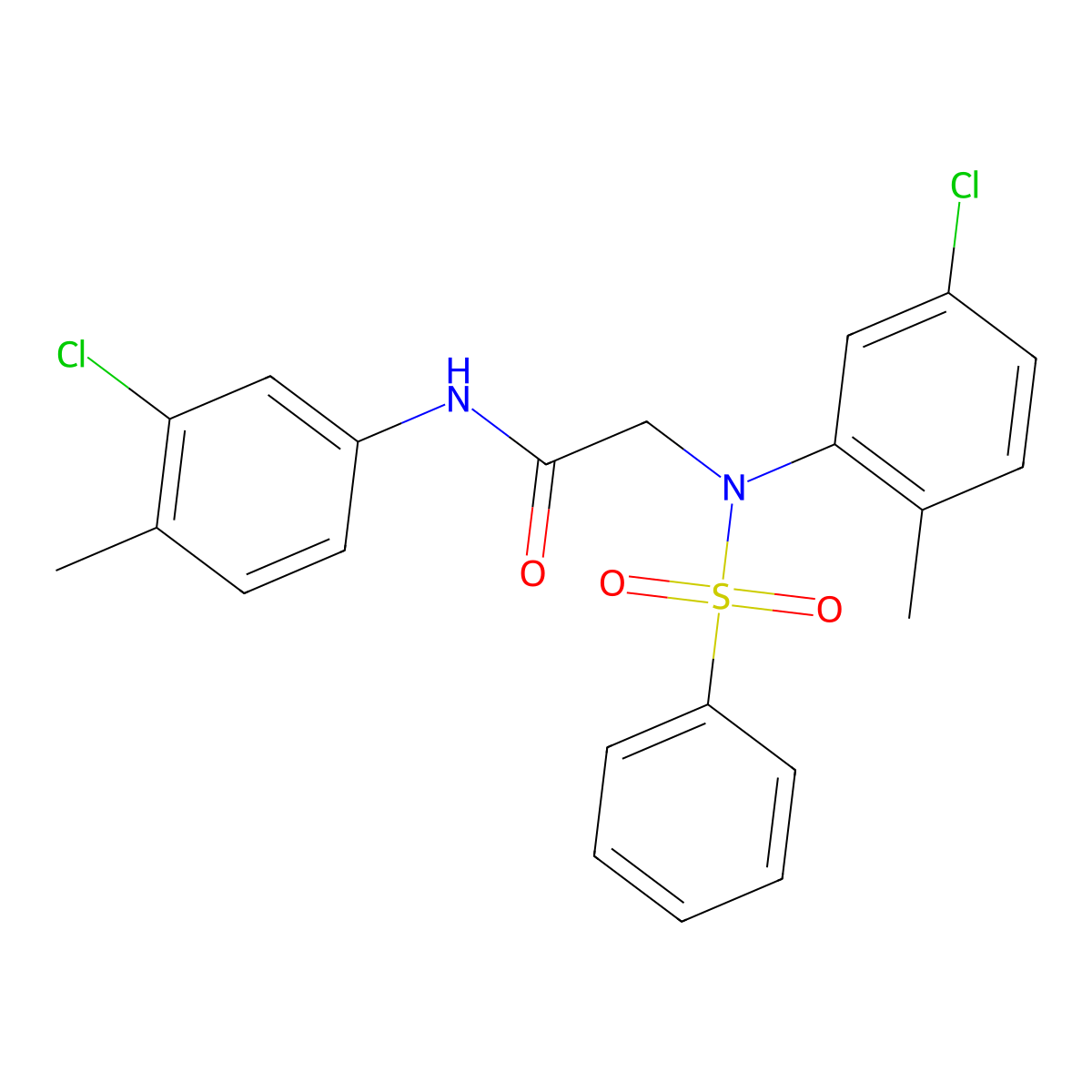 2-[N-(benzenesulfonyl)-5-chloro-2-methylanilino]-N-(3-chloro-4-methylphenyl)acetamide molecular structure, CAS 425667-13-6