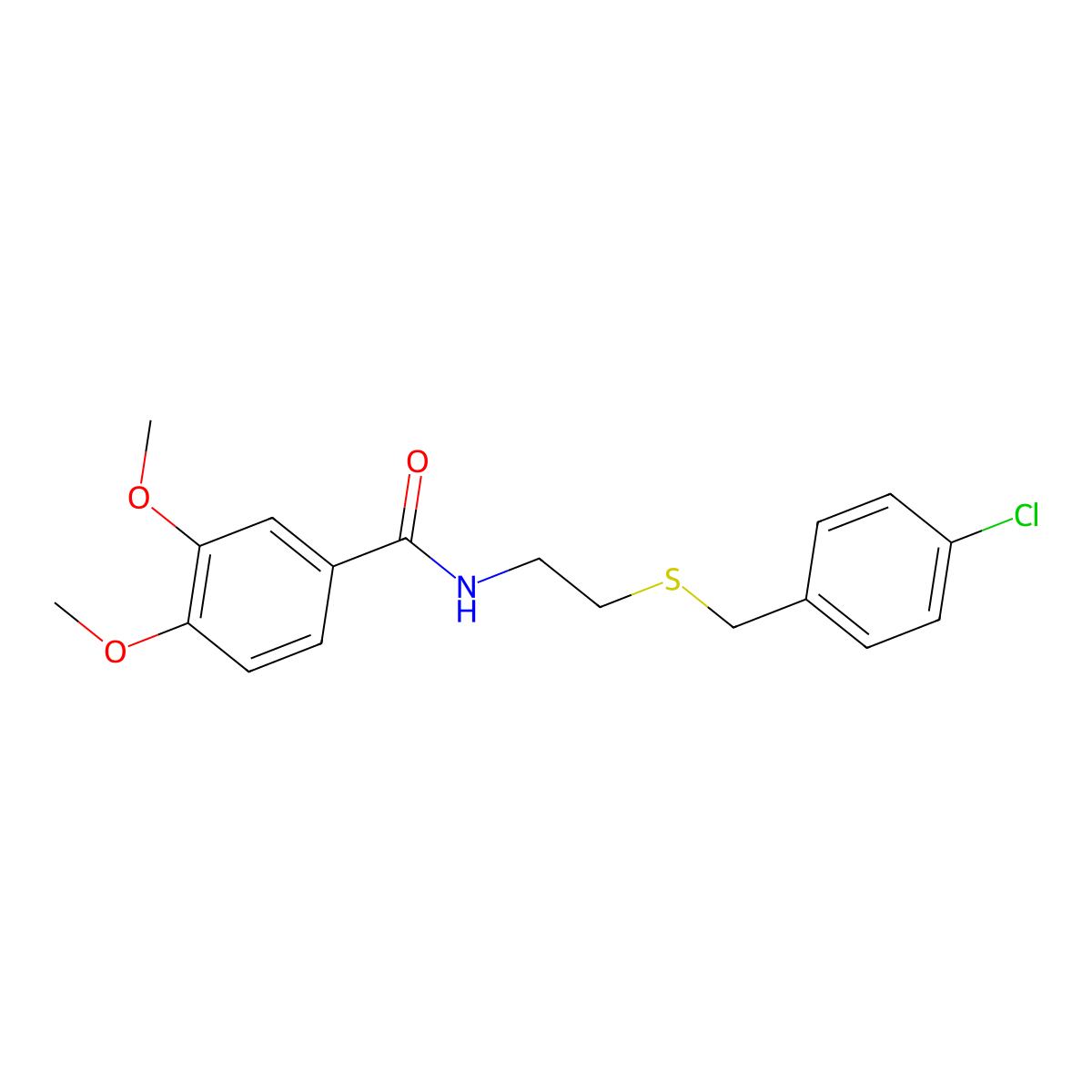 N-{2-[(4-chlorobenzyl)sulfanyl]ethyl}-3,4-dimethoxybenzamide molecular structure, CAS 425667-17-0