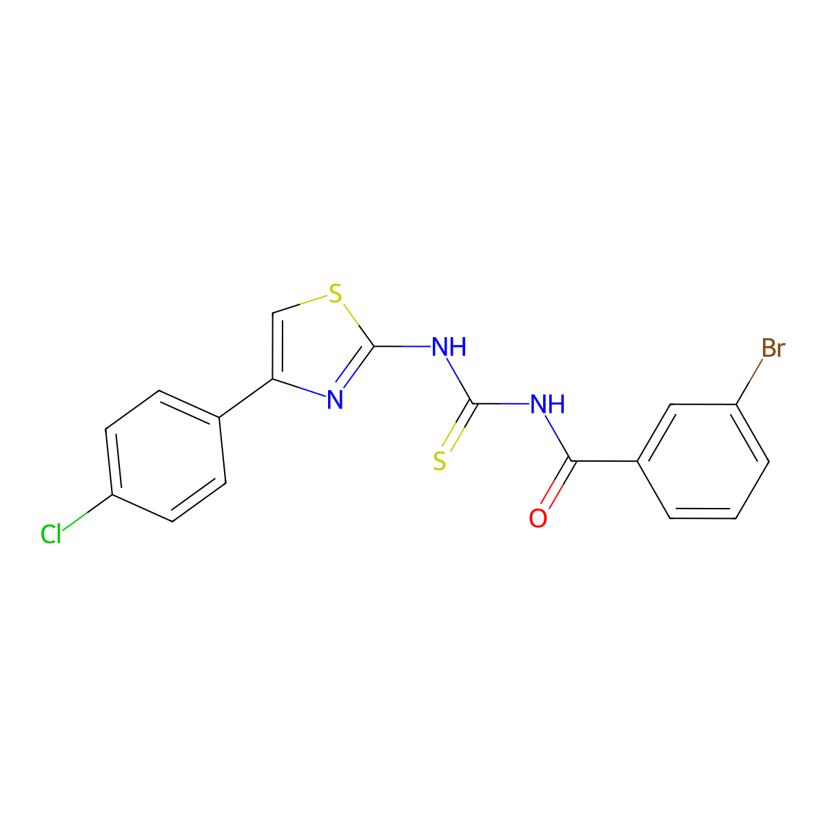 3-bromo-N-[[4-(4-chlorophenyl)-1,3-thiazol-2-yl]carbamothioyl]benzamide molecular structure, CAS 425667-25-0