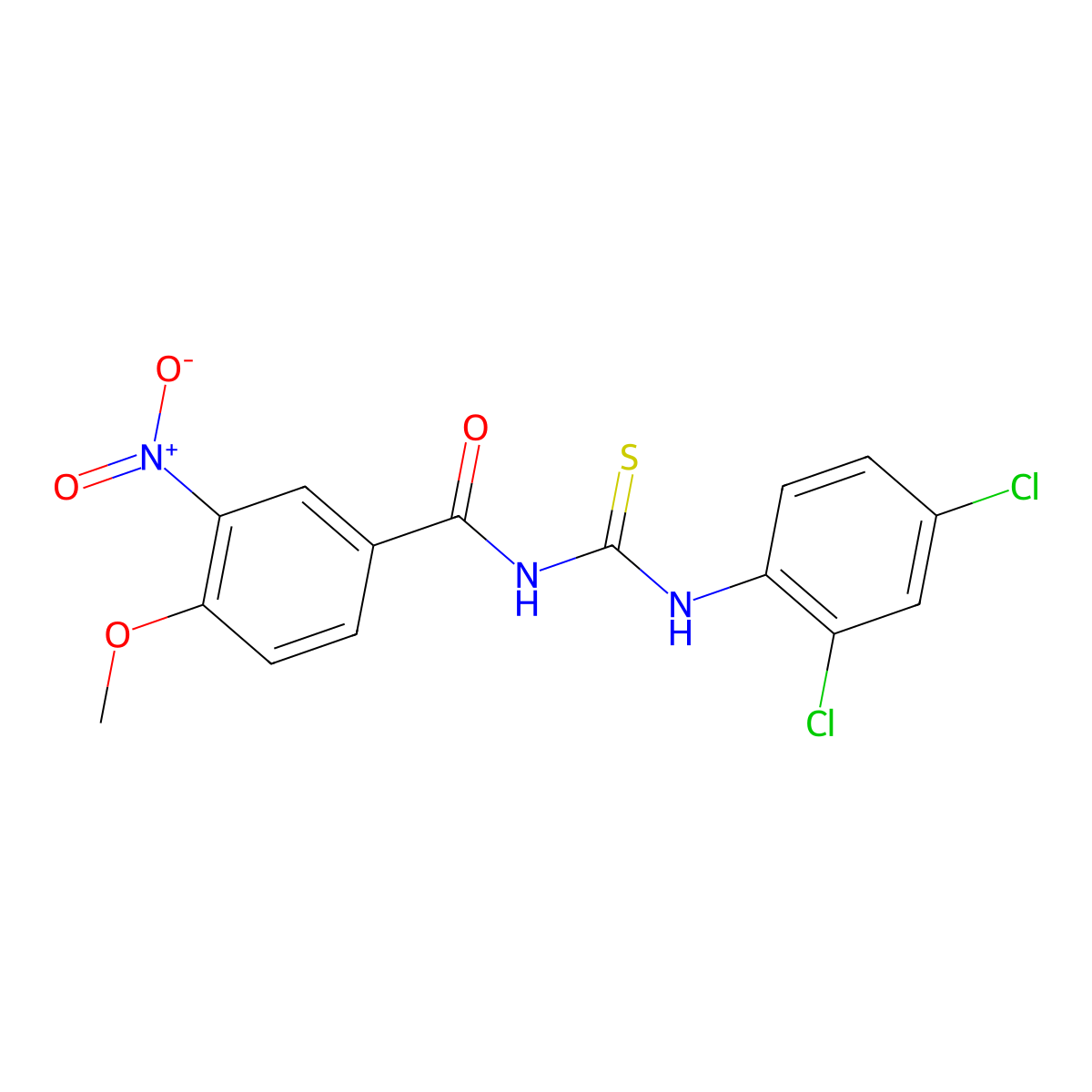 N-[(2,4-dichlorophenyl)carbamothioyl]-4-methoxy-3-nitrobenzamide molecular structure, CAS 425667-30-7
