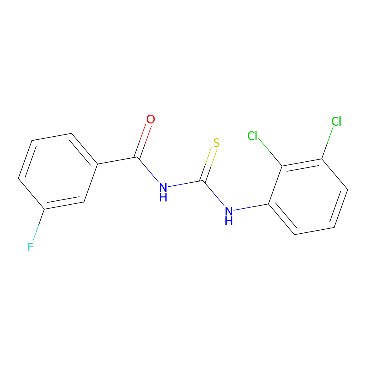 N-[(2,3-dichlorophenyl)carbamothioyl]-3-fluorobenzamide molecular structure, CAS 425667-40-9