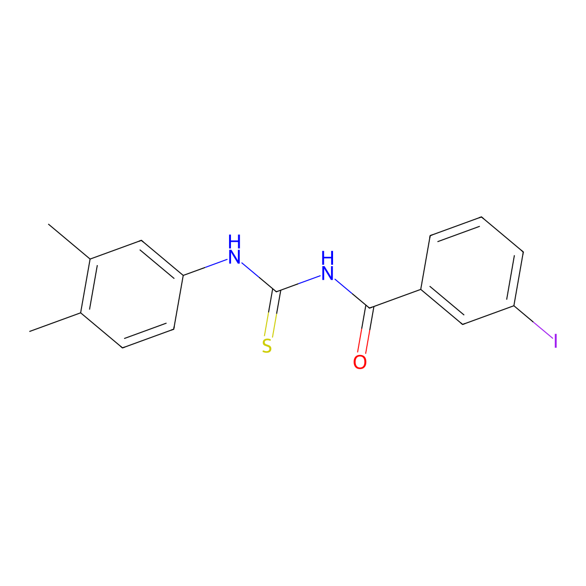 N-[(3,4-dimethylphenyl)carbamothioyl]-3-iodobenzamide molecular structure, CAS 425667-41-0