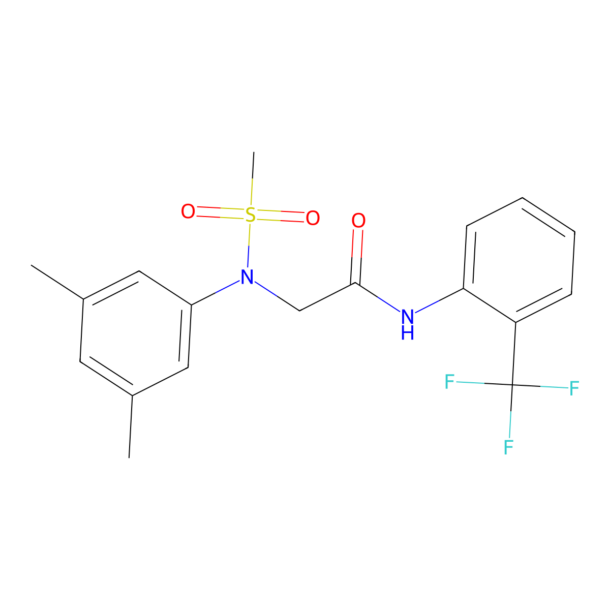 2-(3,5-dimethyl-N-methylsulfonylanilino)-N-[2-(trifluoromethyl)phenyl]acetamide molecular structure, CAS 425667-43-2