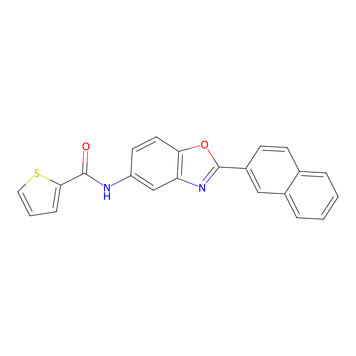 N-(2-naphthalen-2-yl-1,3-benzoxazol-5-yl)thiophene-2-carboxamide molecular structure, CAS 425667-49-8