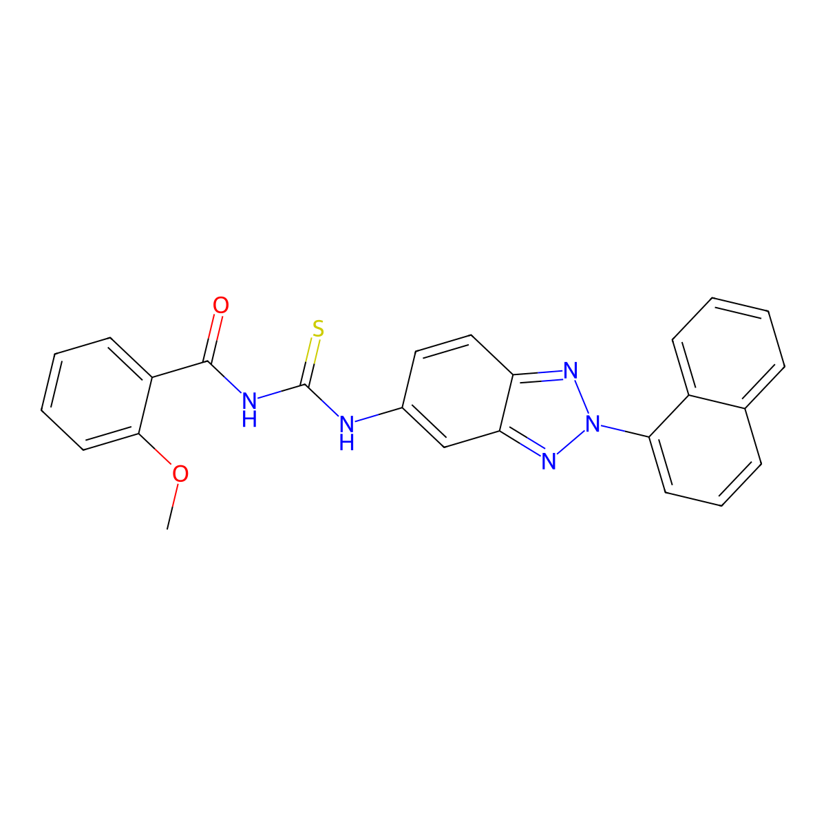 2-methoxy-N-[(2-naphthalen-1-ylbenzotriazol-5-yl)carbamothioyl]benzamide molecular structure, CAS 425667-53-4