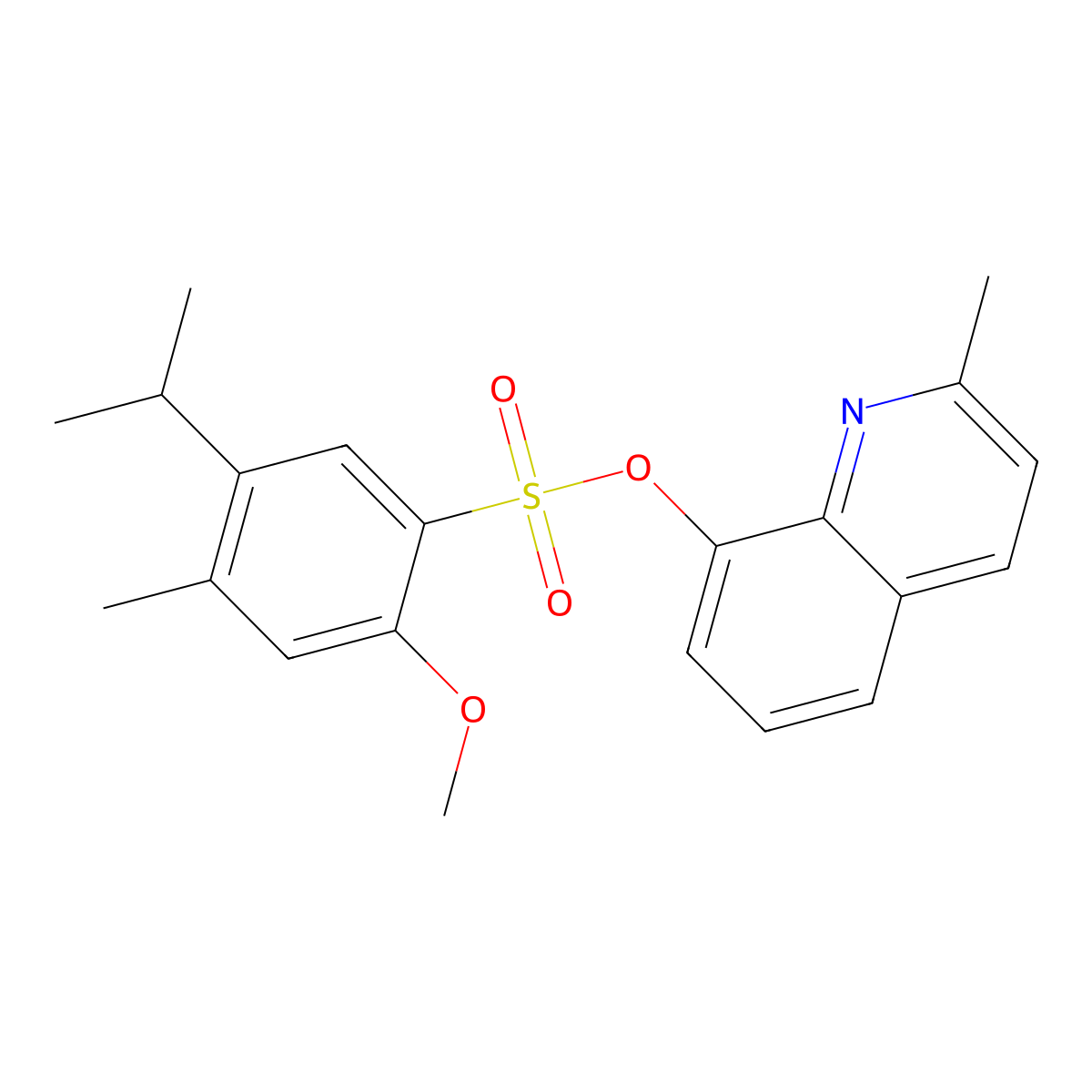 2-Methyl-8-quinolyl 2-methoxy-4-methyl-5-(methylethyl)benzenesulfonate molecular structure, CAS 425667-63-6