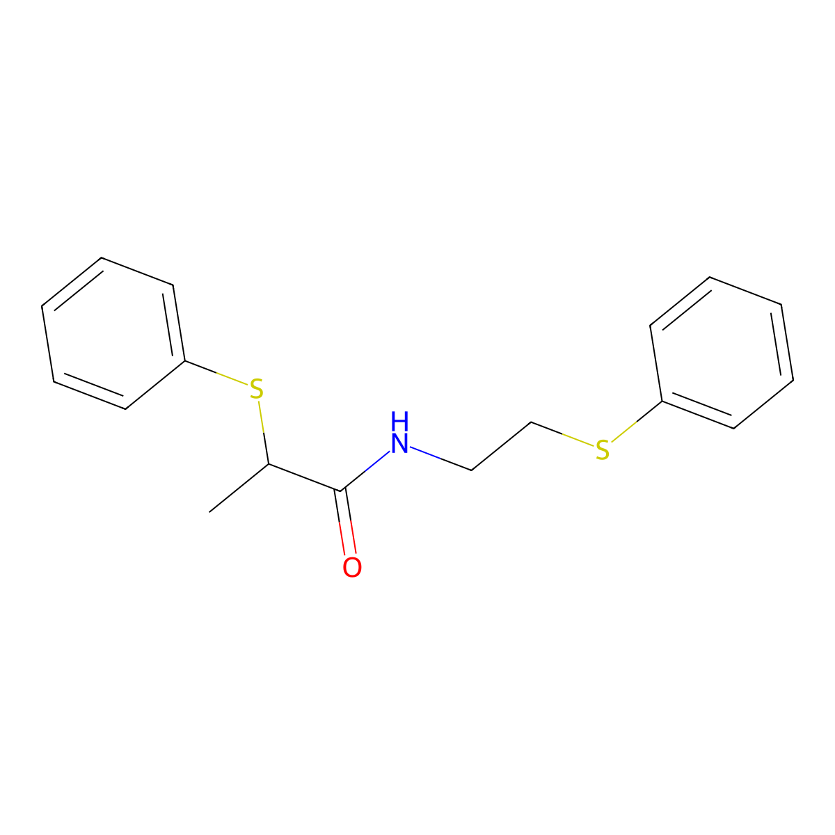 2-phenylsulfanyl-N-(2-phenylsulfanylethyl)propanamide molecular structure, CAS 425667-67-0