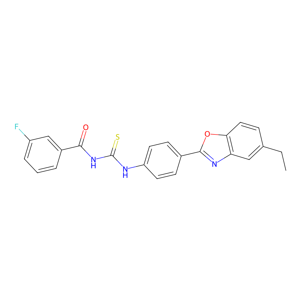N-[[4-(5-ethyl-1,3-benzoxazol-2-yl)phenyl]carbamothioyl]-3-fluorobenzamide molecular structure, CAS 425667-70-5