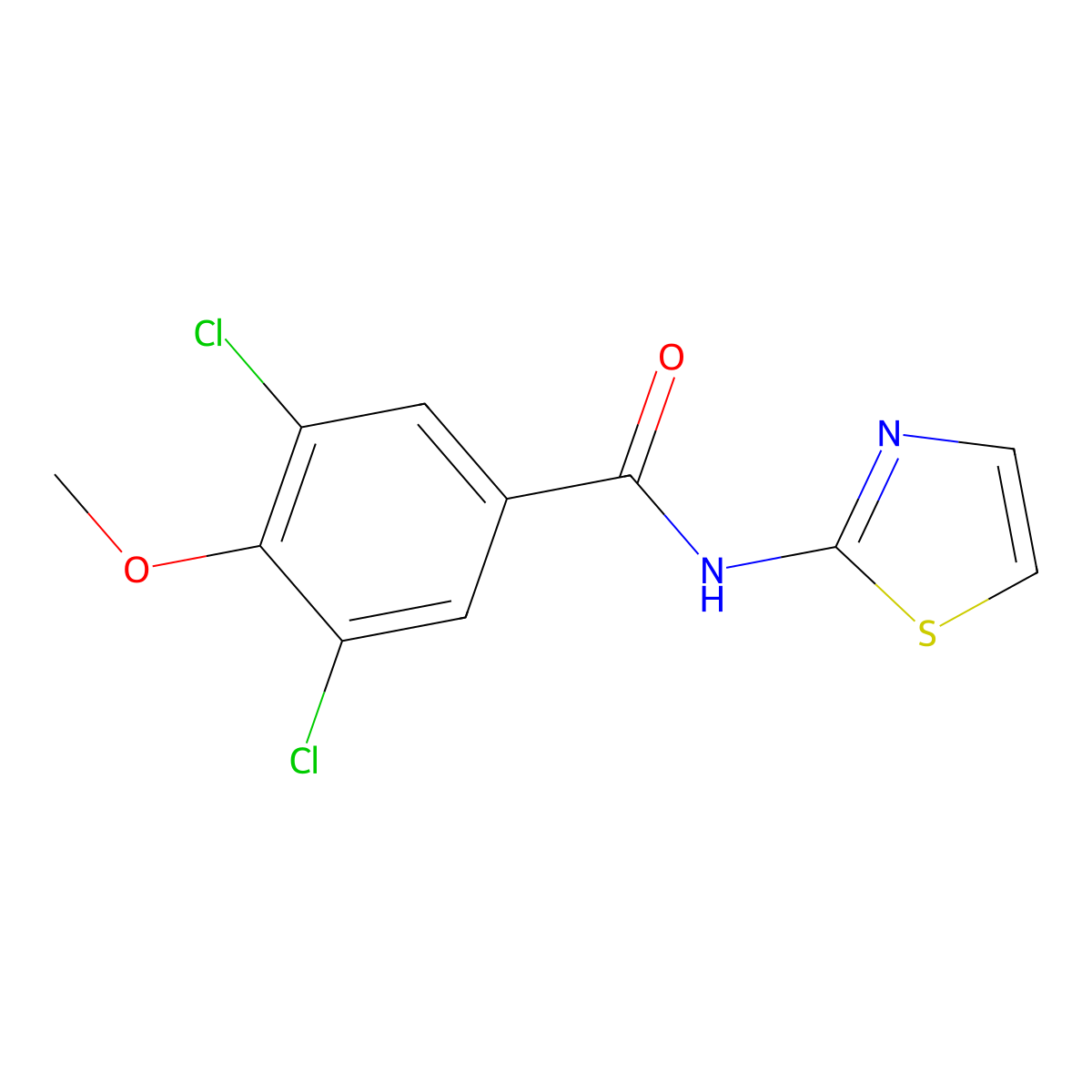 3,5-dichloro-4-methoxy-N-(1,3-thiazol-2-yl)benzamide molecular structure, CAS 425667-83-0