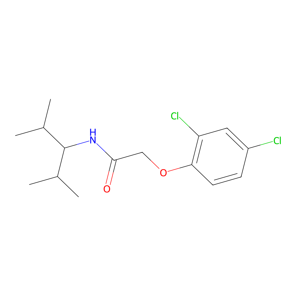 2-(2,4-dichlorophenoxy)-N-(2,4-dimethylpentan-3-yl)acetamide molecular structure, CAS 425667-89-6