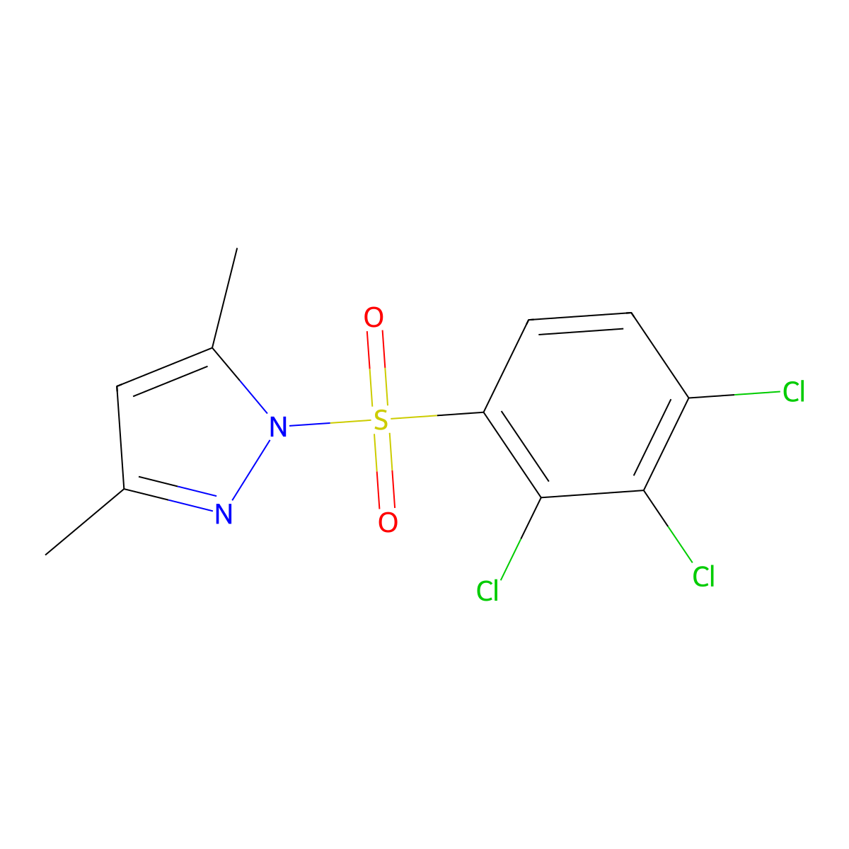1-[(3,5-Dimethylpyrazolyl)sulfonyl]-2,3,4-trichlorobenzene molecular structure, CAS 425668-01-5