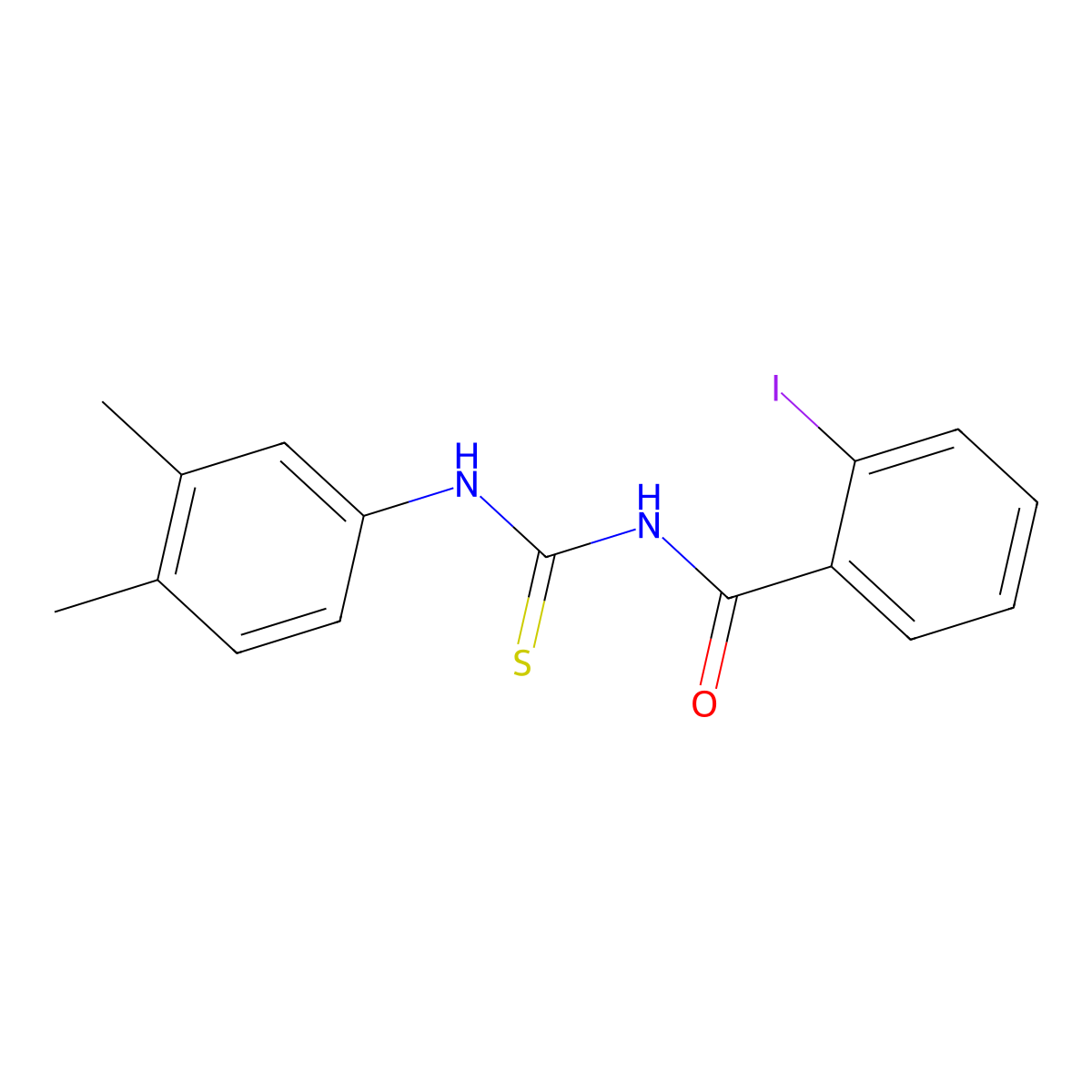 N-[(3,4-dimethylphenyl)carbamothioyl]-2-iodobenzamide molecular structure, CAS 425668-24-2