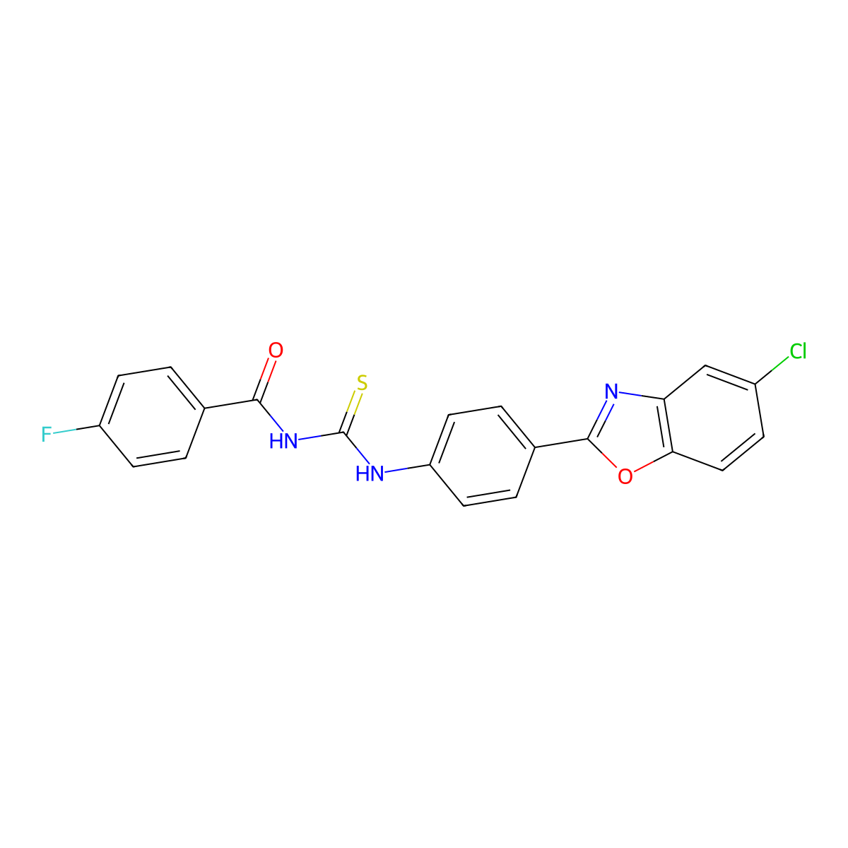 N-[[4-(5-chloro-1,3-benzoxazol-2-yl)phenyl]carbamothioyl]-4-fluorobenzamide molecular structure, CAS 425668-35-5