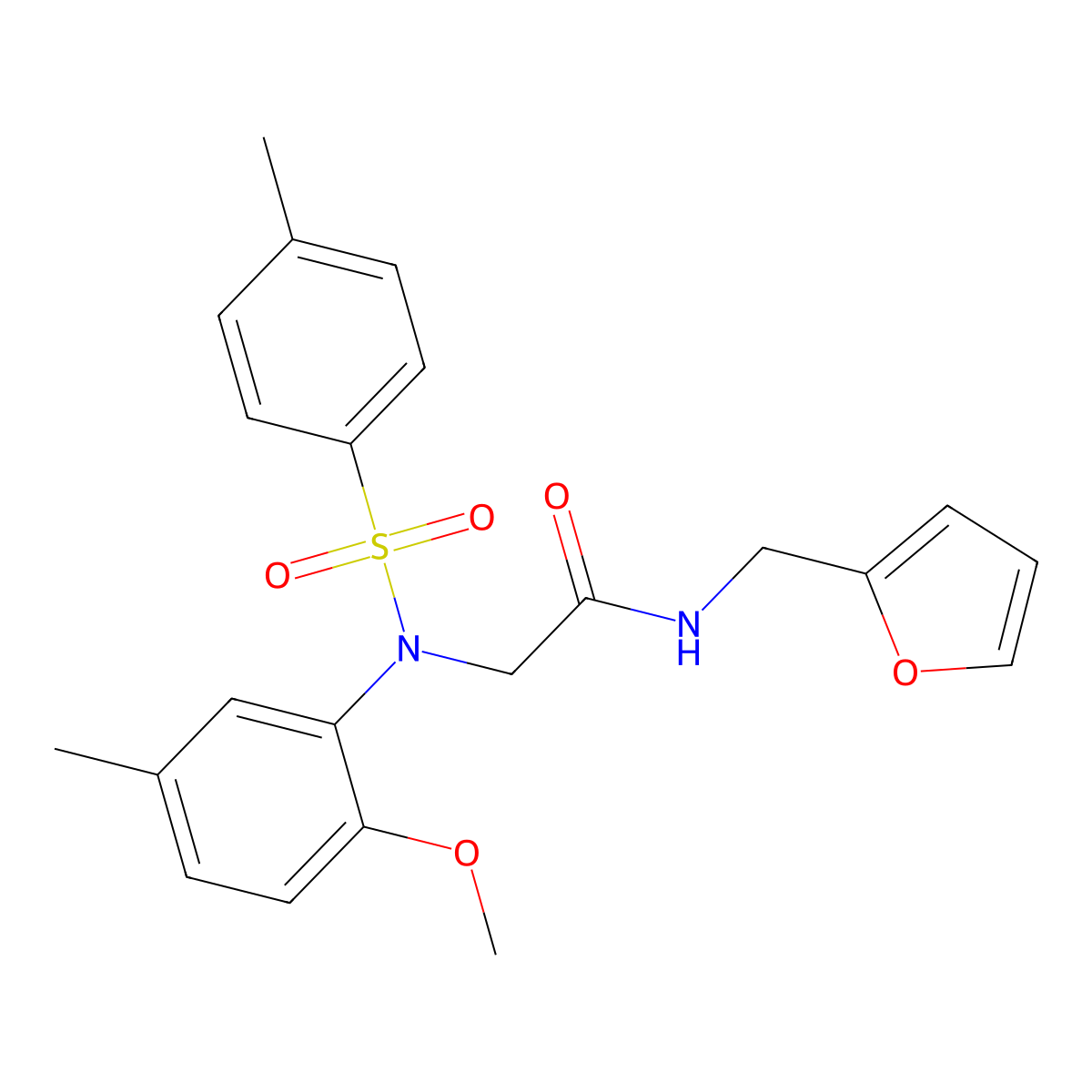 N-(furan-2-ylmethyl)-2-(2-methoxy-5-methyl-N-(4-methylphenyl)sulfonylanilino)acetamide molecular structure, CAS 425668-43-5