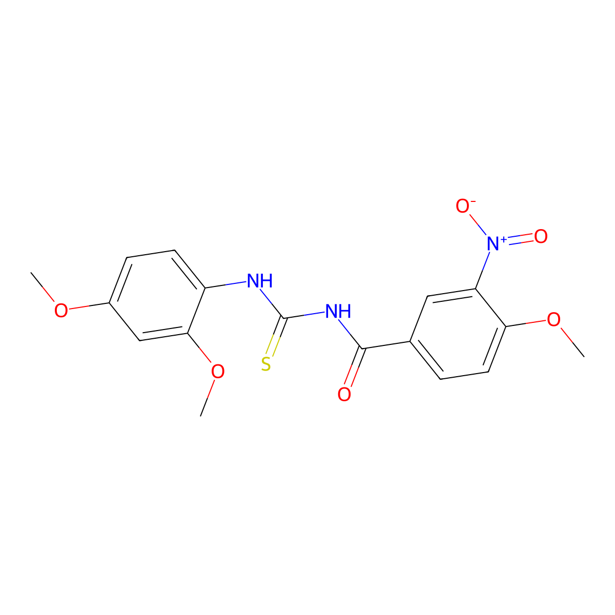 N-(2,4-dimethoxyphenyl)-N'-{3-nitro-4-methoxybenzoyl}thiourea molecular structure, CAS 425668-50-4