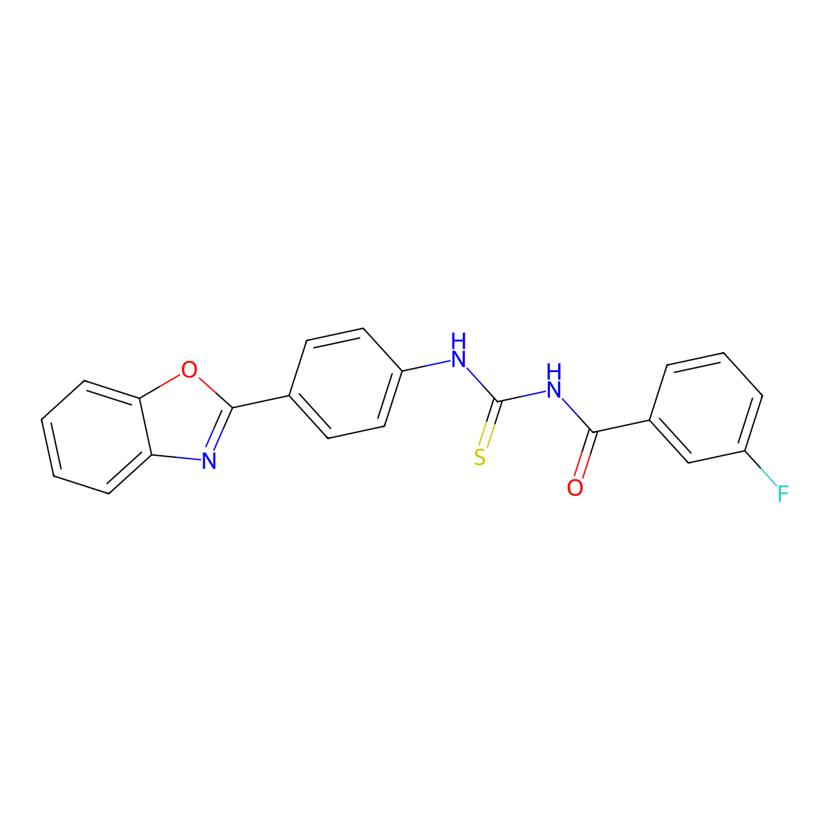 N-[[4-(1,3-benzoxazol-2-yl)phenyl]carbamothioyl]-3-fluorobenzamide molecular structure, CAS 425668-56-0