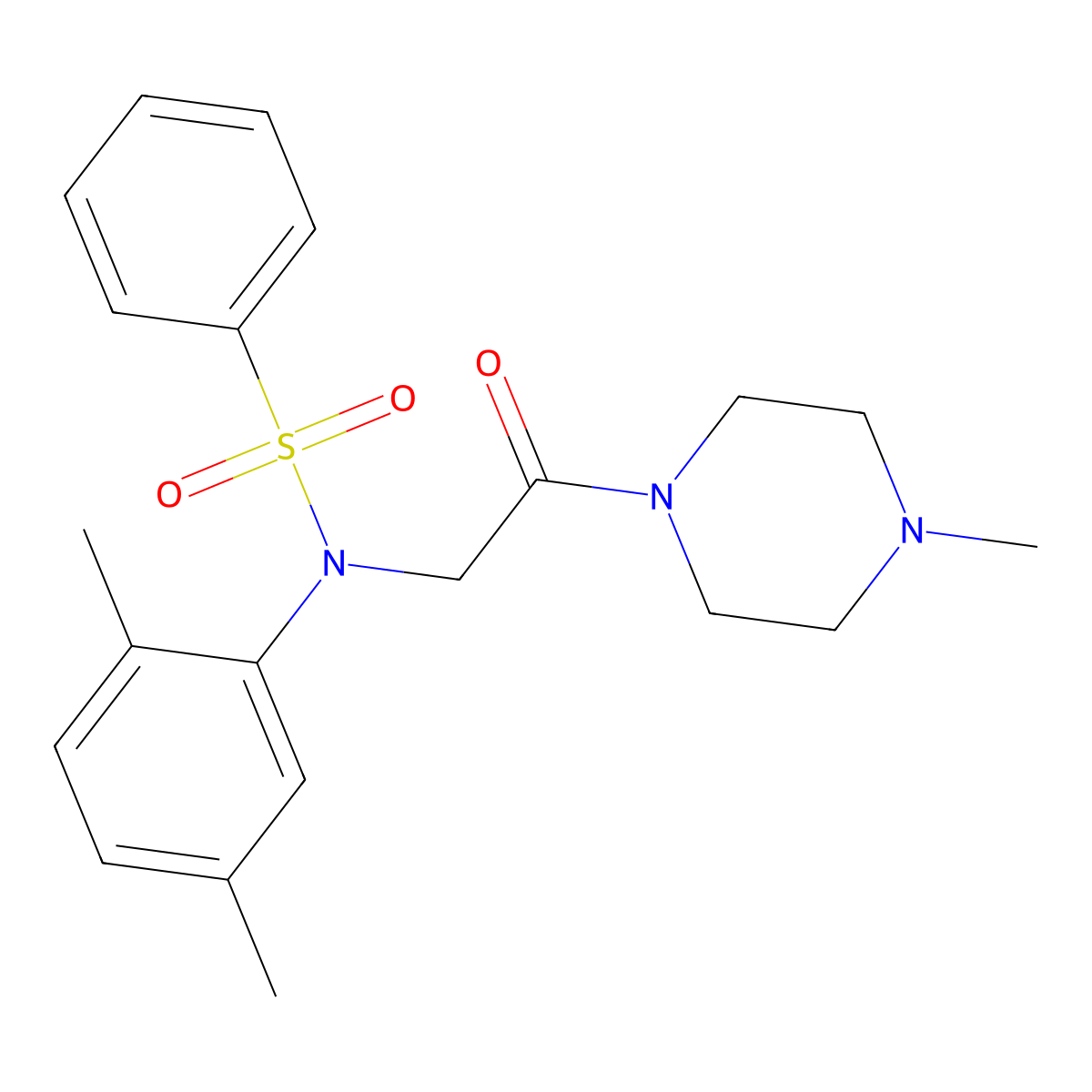 N-(2,5-dimethylphenyl)-N-[2-(4-methylpiperazin-1-yl)-2-oxoethyl]benzenesulfonamide molecular structure, CAS 425668-71-9