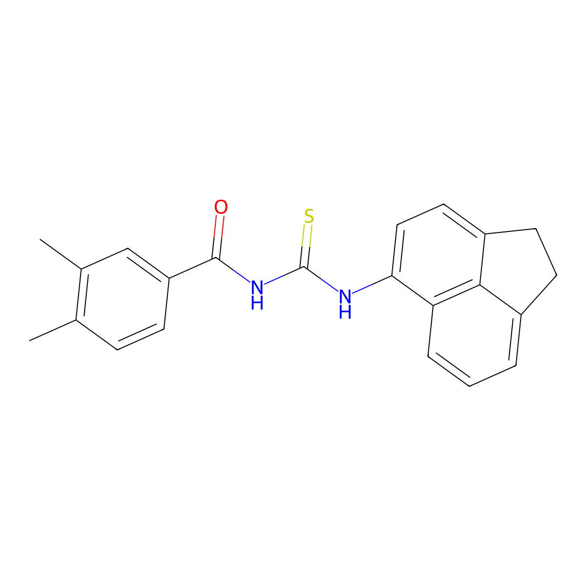 N-(1,2-dihydroacenaphthylen-5-ylcarbamothioyl)-3,4-dimethylbenzamide molecular structure, CAS 425668-72-0