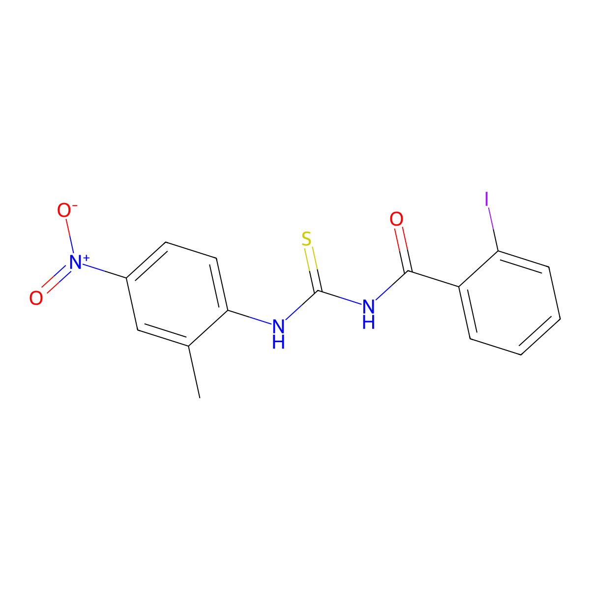 2-iodo-N-[(2-methyl-4-nitrophenyl)carbamothioyl]benzamide molecular structure, CAS 425668-76-4