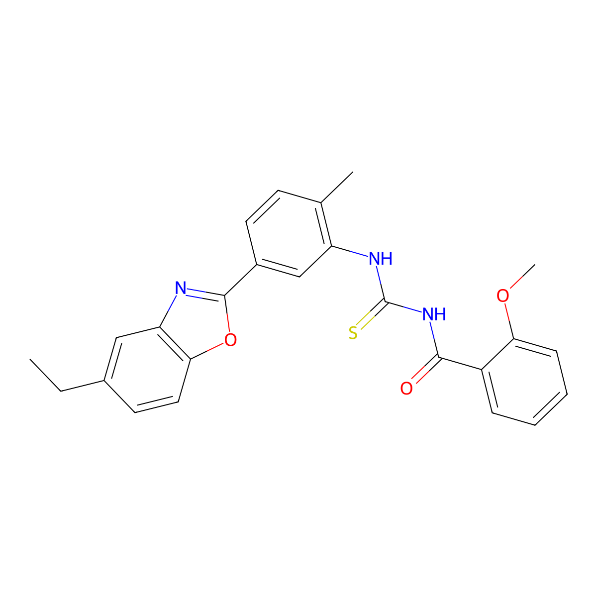 N-[[5-(5-ethyl-1,3-benzoxazol-2-yl)-2-methylphenyl]carbamothioyl]-2-methoxybenzamide molecular structure, CAS 425668-95-7