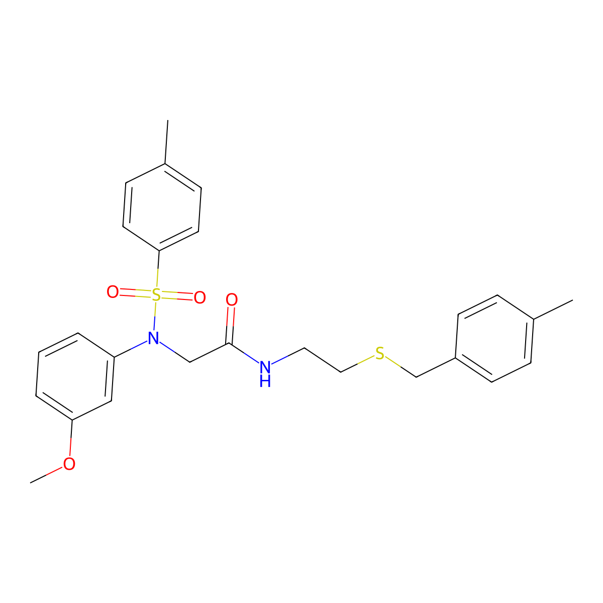 2-(3-methoxy-N-(4-methylphenyl)sulfonylanilino)-N-[2-[(4-methylphenyl)methylsulfanyl]ethyl]acetamide molecular structure, CAS 425669-01-8