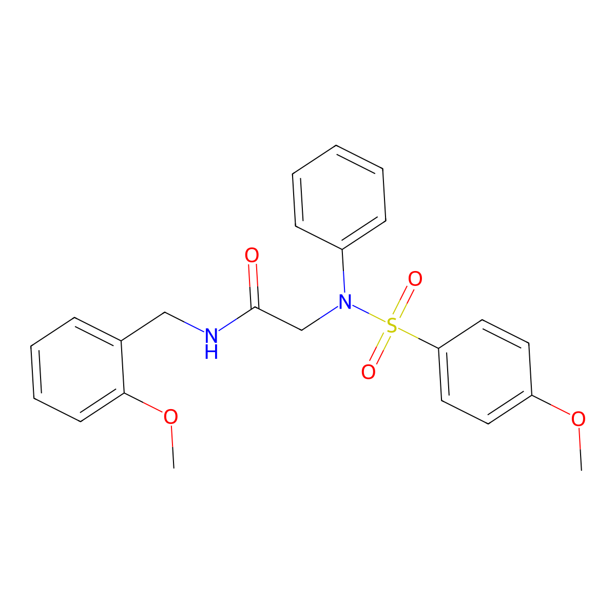 N-(2-methoxybenzyl)-2-{[(4-methoxyphenyl)sulfonyl]anilino}acetamide molecular structure, CAS 425676-30-8