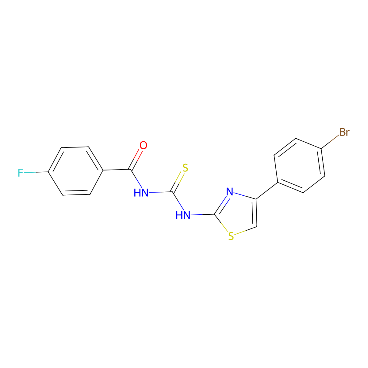 N-[[4-(4-bromophenyl)-1,3-thiazol-2-yl]carbamothioyl]-4-fluorobenzamide molecular structure, CAS 425676-40-0