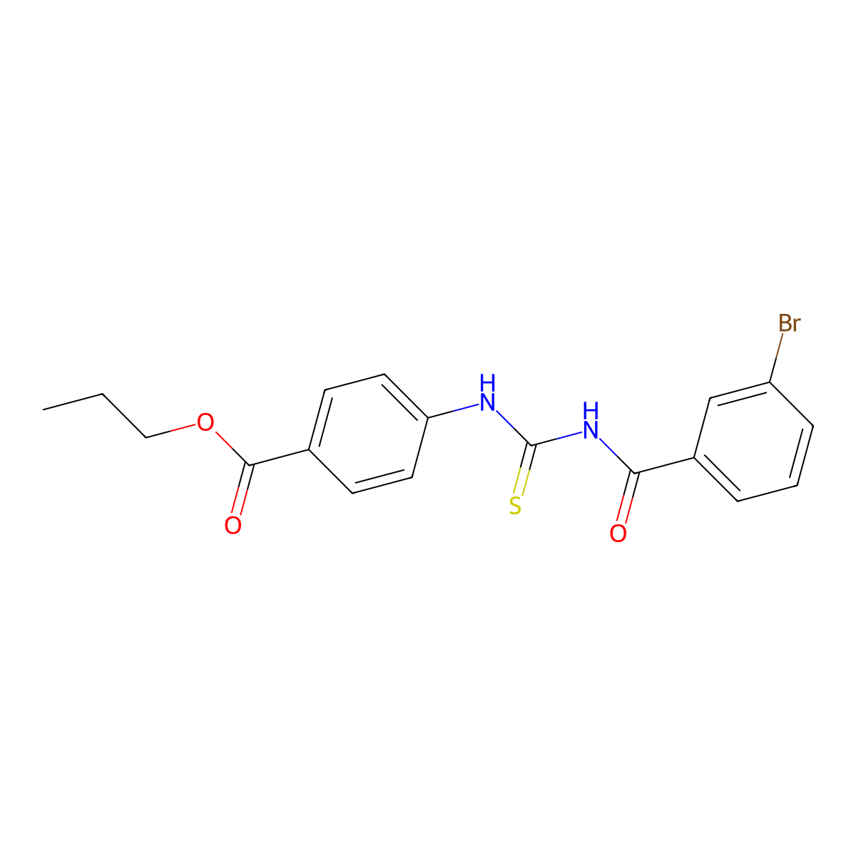 Propyl 4-({[(3-bromophenyl)carbonyl]carbamothioyl}amino)benzoate molecular structure, CAS 425676-41-1