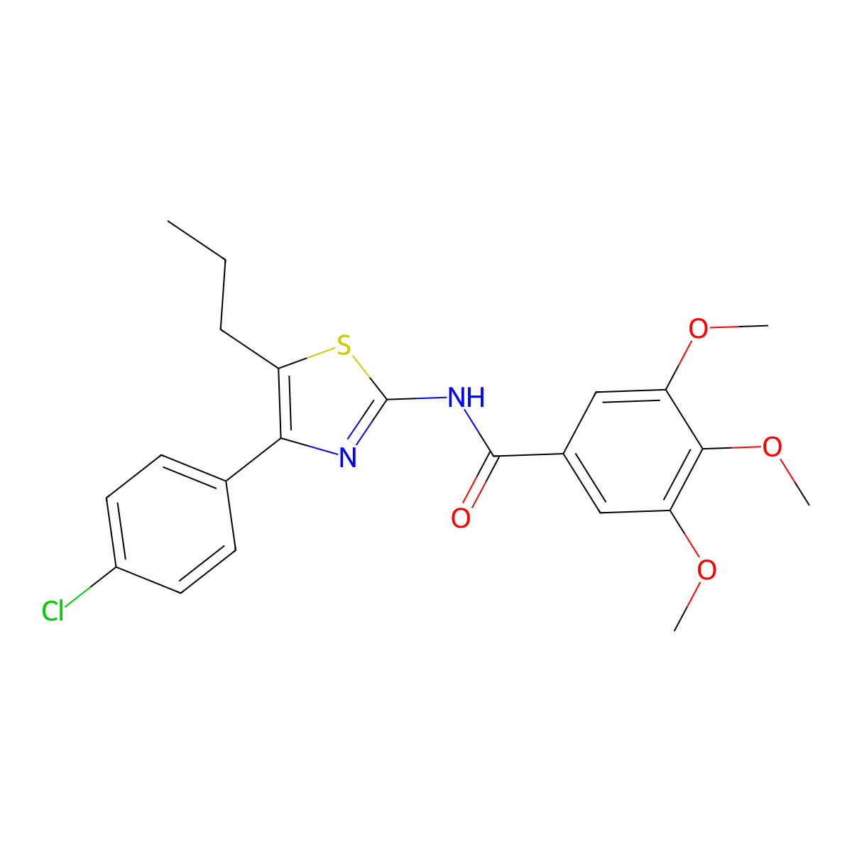 N-[4-(4-chlorophenyl)-5-propyl-1,3-thiazol-2-yl]-3,4,5-trimethoxybenzamide molecular structure, CAS 425676-44-4