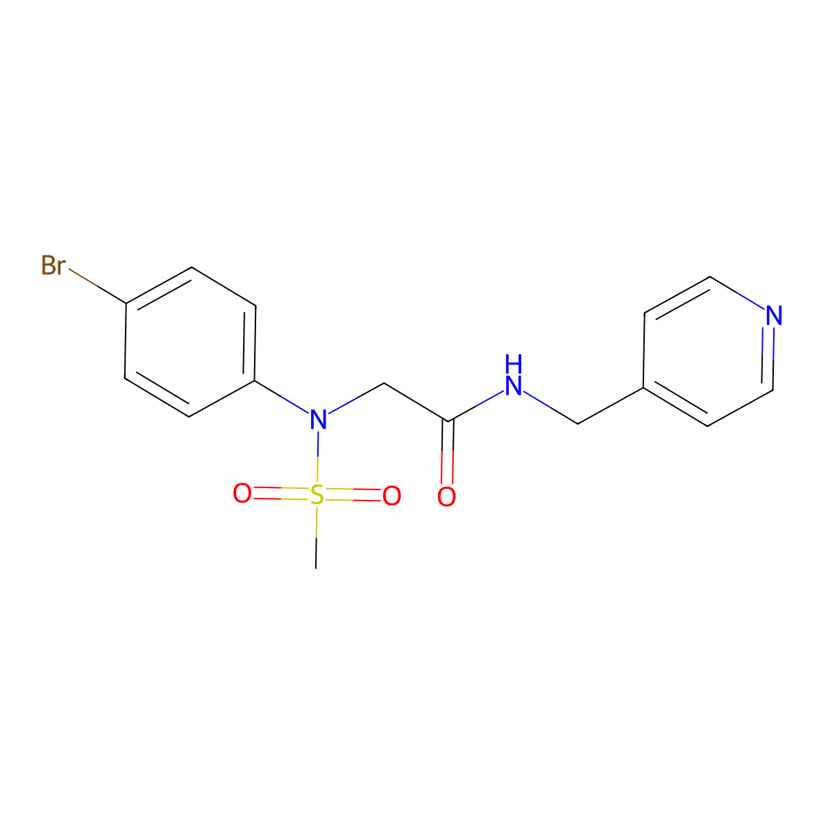 2-(4-bromo-N-methylsulfonylanilino)-N-(pyridin-4-ylmethyl)acetamide molecular structure, CAS 425676-49-9