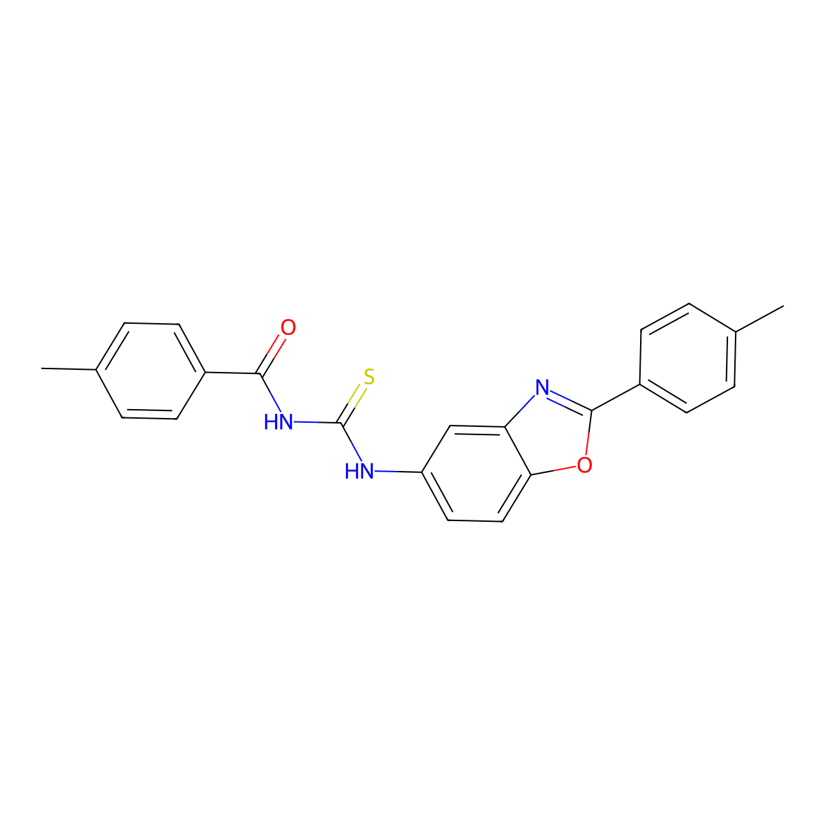 4-methyl-N-[[2-(4-methylphenyl)-1,3-benzoxazol-5-yl]carbamothioyl]benzamide molecular structure, CAS 425676-64-8