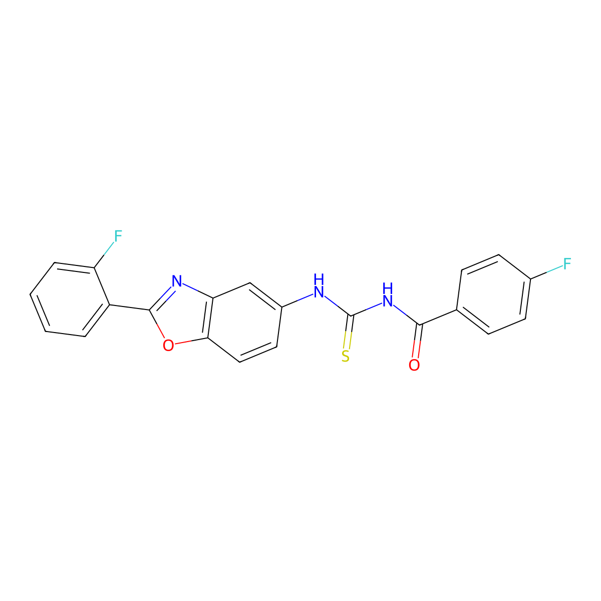 4-fluoro-N-[[2-(2-fluorophenyl)-1,3-benzoxazol-5-yl]carbamothioyl]benzamide molecular structure, CAS 425676-68-2