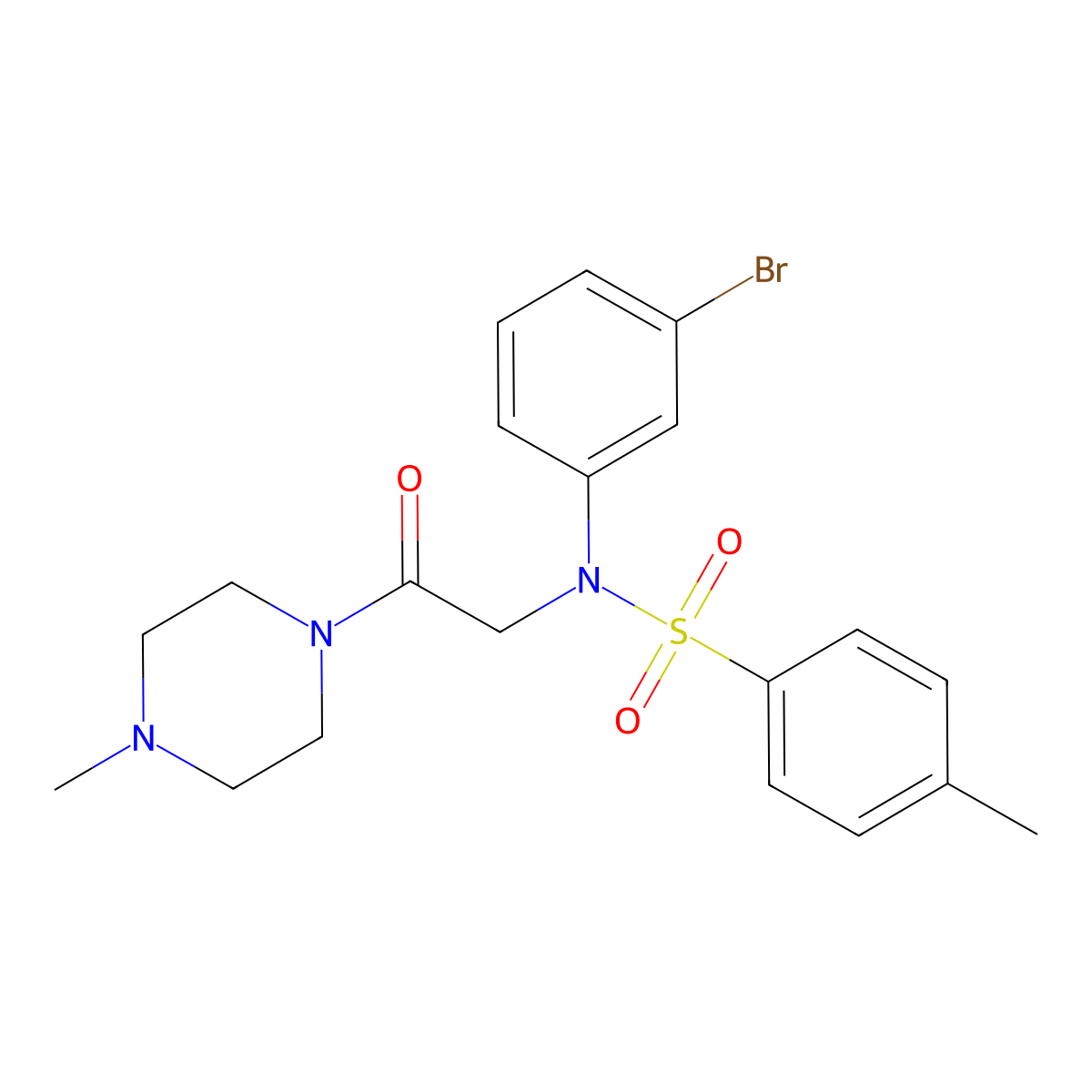 N-(3-bromophenyl)-4-methyl-N-[2-(4-methylpiperazin-1-yl)-2-oxoethyl]benzenesulfonamide molecular structure, CAS 425676-78-4