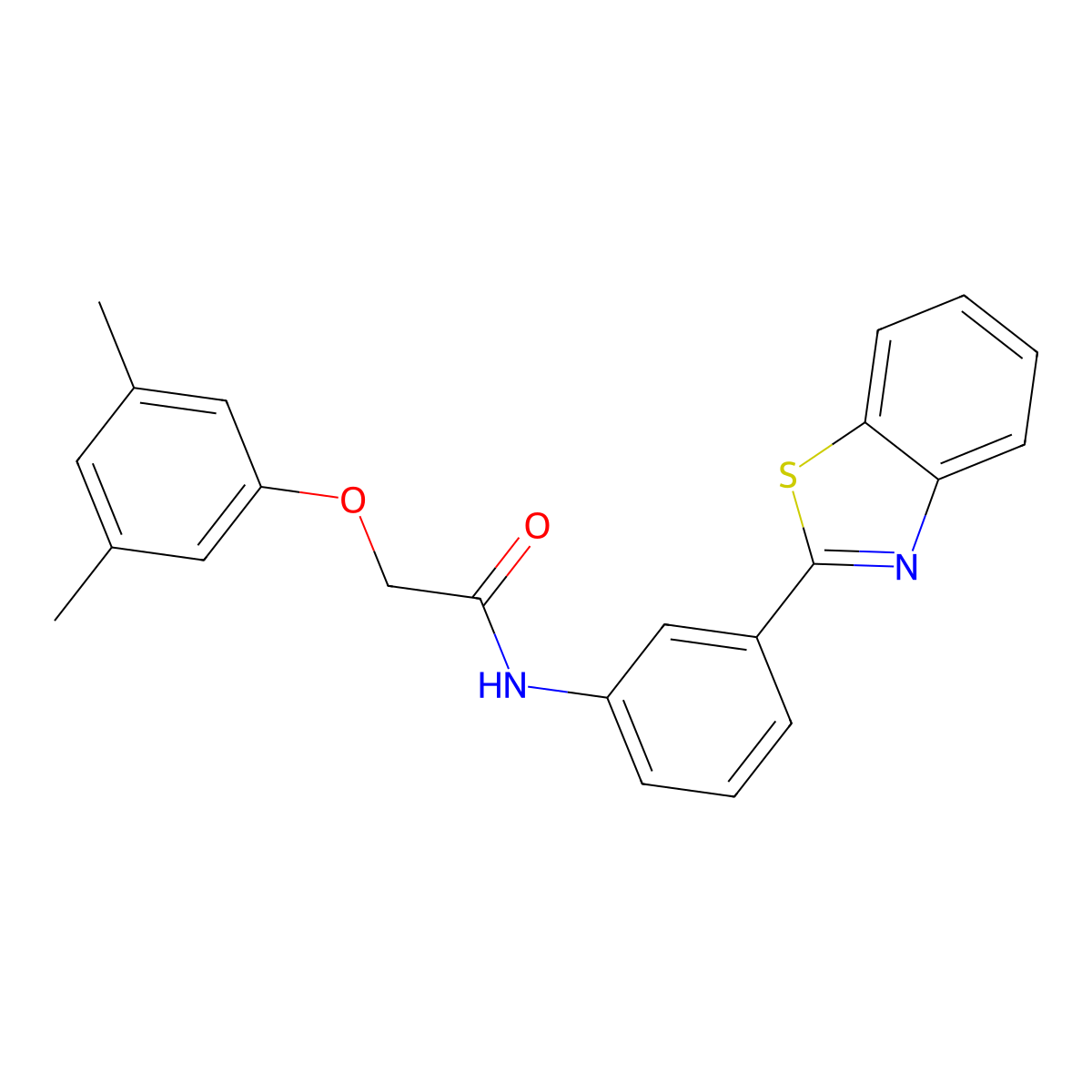 N-[3-(1,3-benzothiazol-2-yl)phenyl]-2-(3,5-dimethylphenoxy)acetamide molecular structure, CAS 425676-87-5