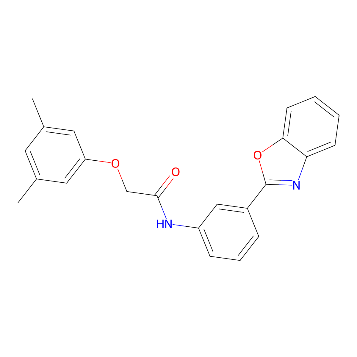 N-[3-(1,3-benzoxazol-2-yl)phenyl]-2-(3,5-dimethylphenoxy)acetamide molecular structure, CAS 425677-01-6