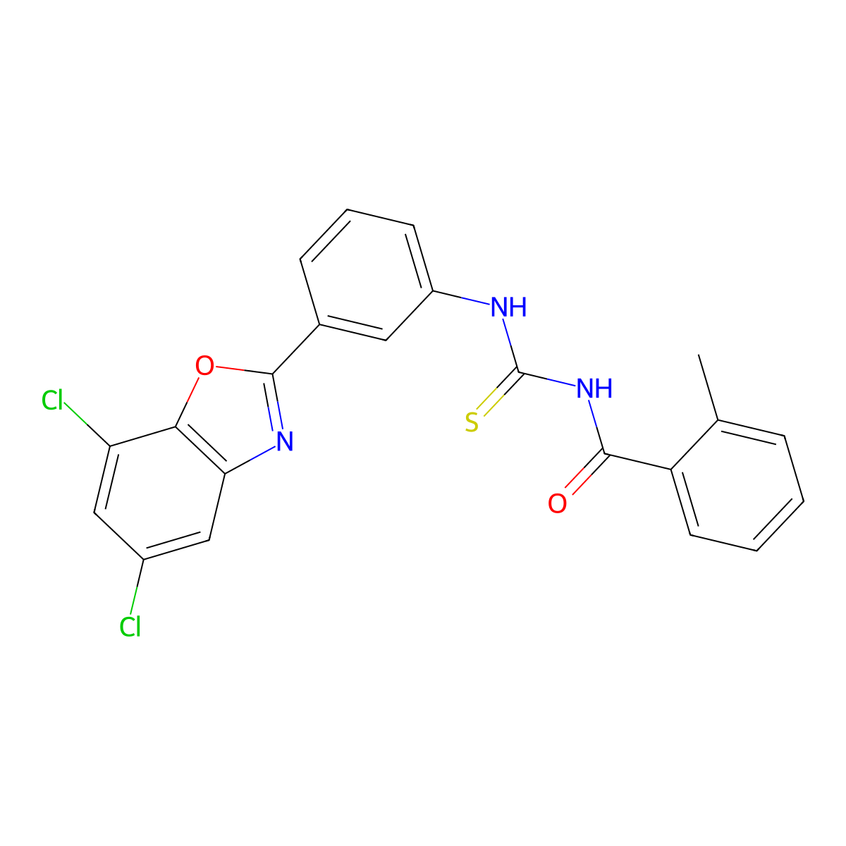 N-[[3-(5,7-dichloro-1,3-benzoxazol-2-yl)phenyl]carbamothioyl]-2-methylbenzamide molecular structure, CAS 425677-02-7