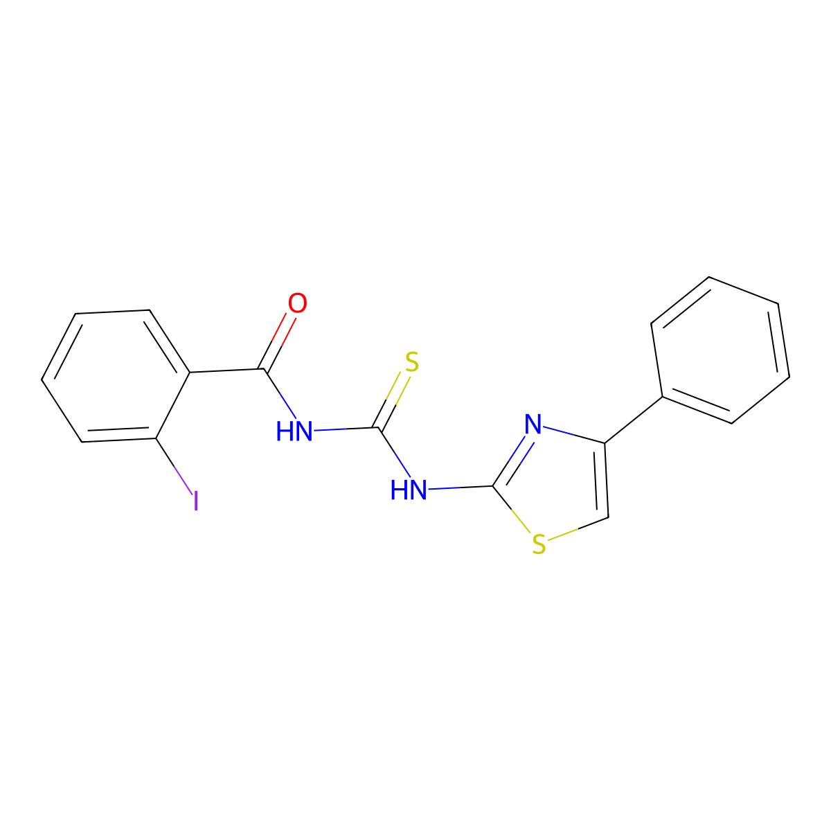 2-iodo-N-[(4-phenyl-1,3-thiazol-2-yl)carbamothioyl]benzamide molecular structure, CAS 425677-13-0