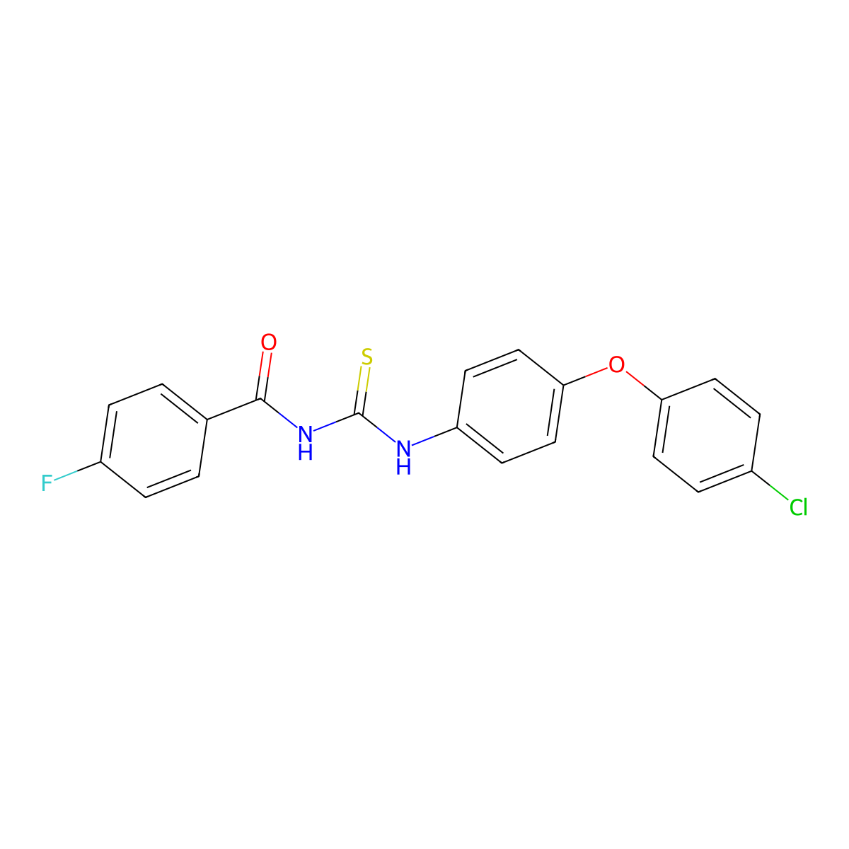 N-[[4-(4-chlorophenoxy)phenyl]carbamothioyl]-4-fluorobenzamide molecular structure, CAS 425677-17-4