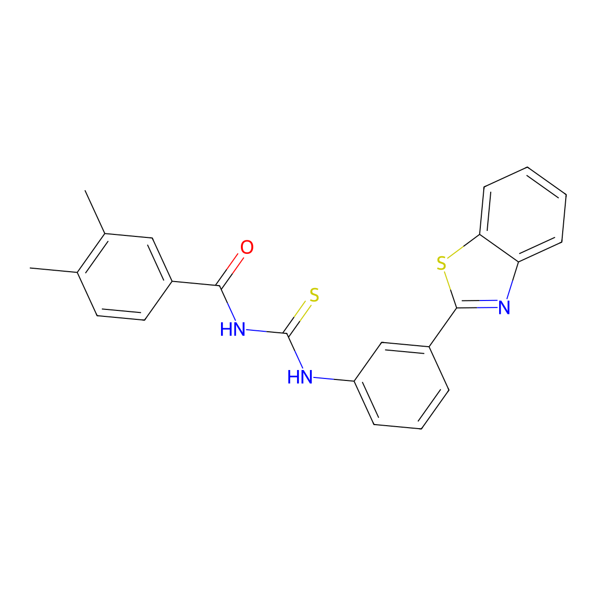 N-[[3-(1,3-benzothiazol-2-yl)phenyl]carbamothioyl]-3,4-dimethylbenzamide molecular structure, CAS 425677-20-9