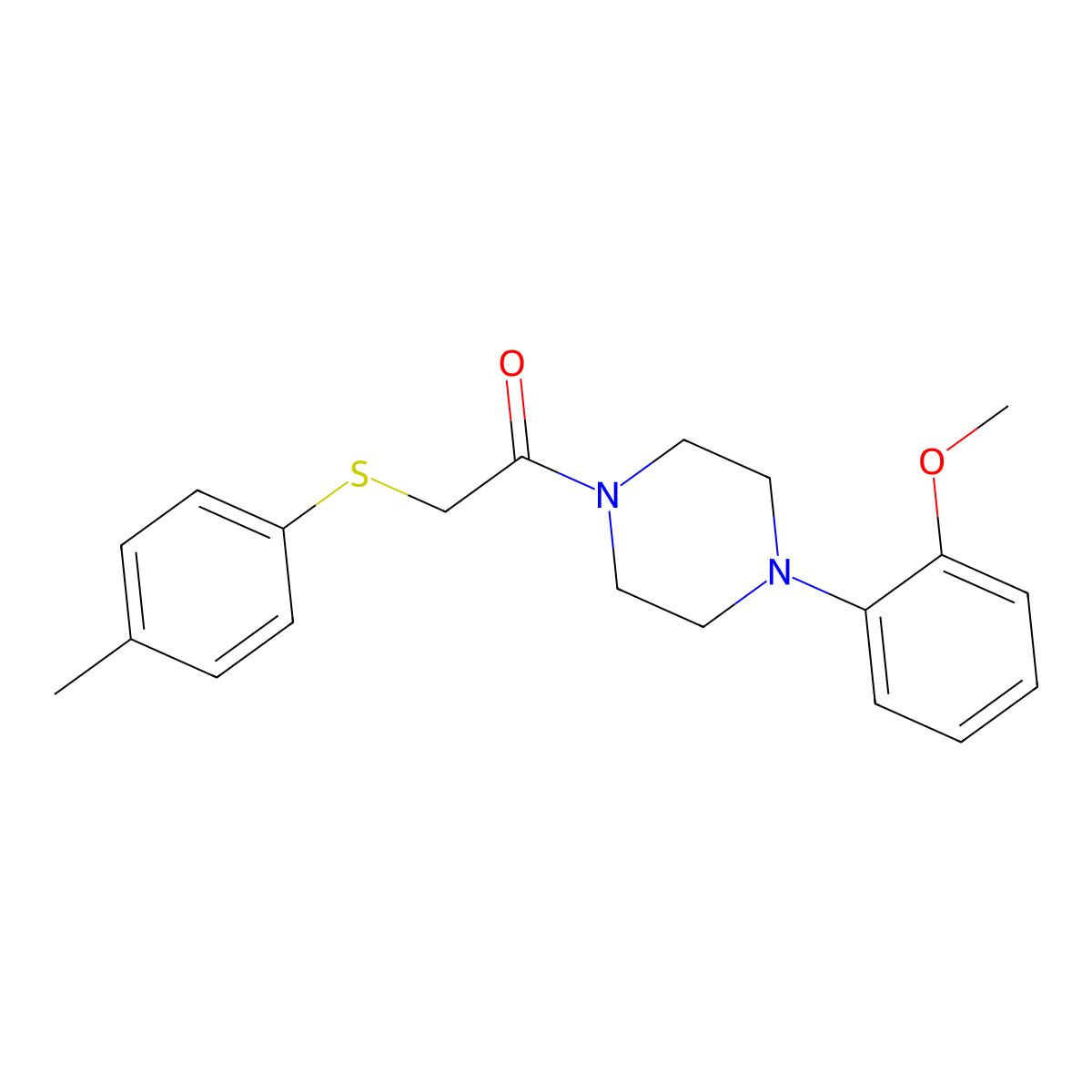 1-[4-(2-Methoxyphenyl)piperazin-1-yl]-2-(4-methylphenyl)sulfanylethanone molecular structure, CAS 425677-26-5