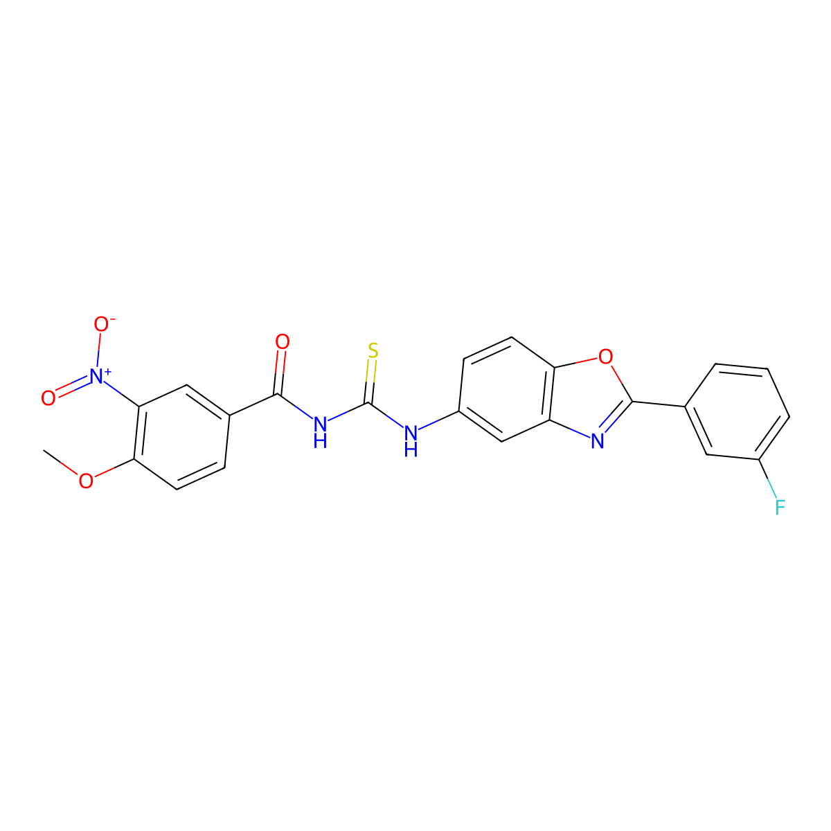 N-[[2-(3-fluorophenyl)-1,3-benzoxazol-5-yl]carbamothioyl]-4-methoxy-3-nitrobenzamide molecular structure, CAS 425677-27-6