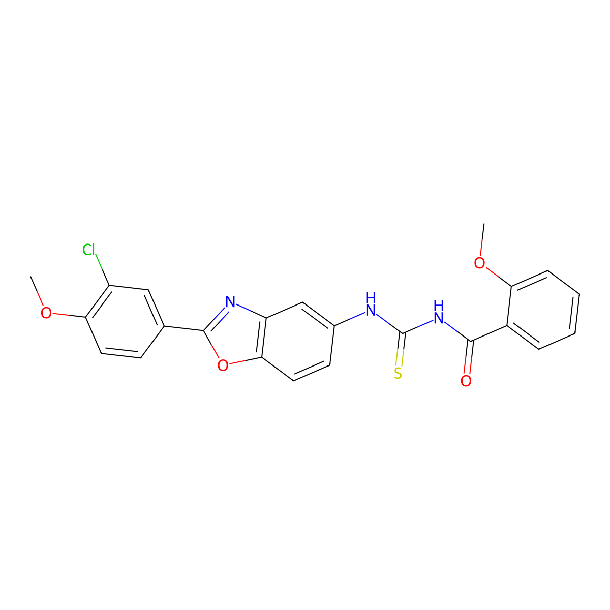 N-[[2-(3-chloro-4-methoxyphenyl)-1,3-benzoxazol-5-yl]carbamothioyl]-2-methoxybenzamide molecular structure, CAS 425677-29-8