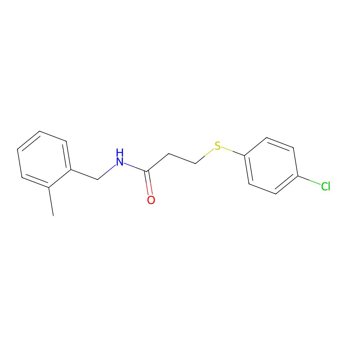 3-(4-chlorophenyl)sulfanyl-N-[(2-methylphenyl)methyl]propanamide molecular structure, CAS 425677-32-3