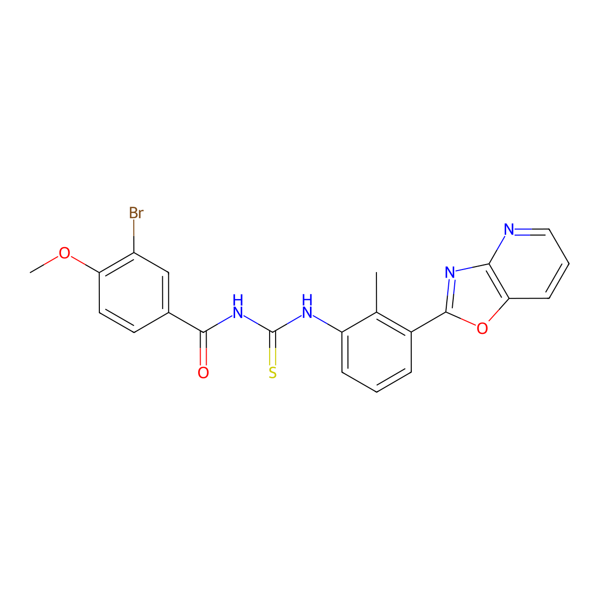 N-(3-bromo-4-methoxybenzoyl)-N'-(2-methyl-3-[1,3]oxazolo[4,5-b]pyridin-2-ylphenyl)thiourea molecular structure, CAS 425677-40-3